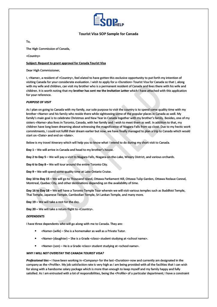 Tourist Visa SOP Sample for Canada JPG 4