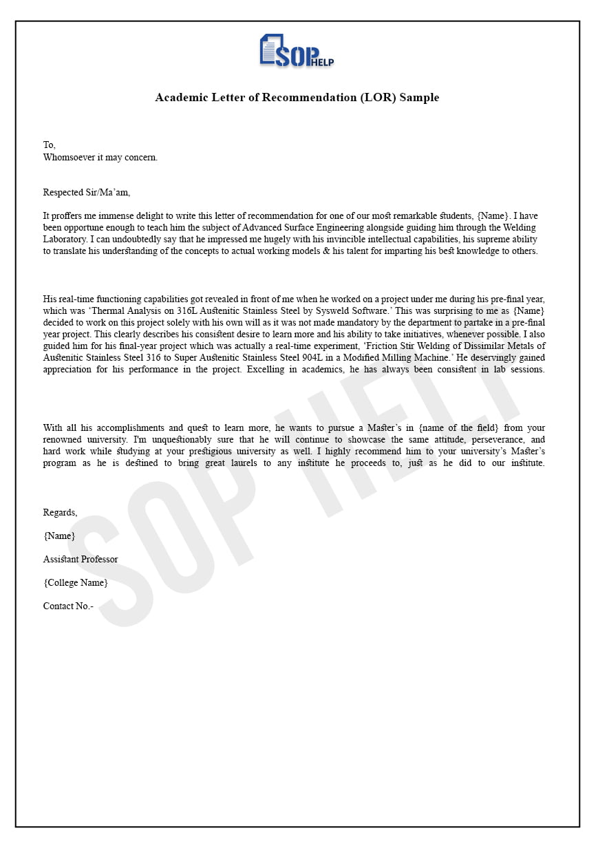 Academic LOR Sample JPG